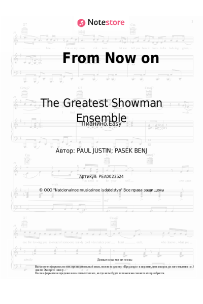 Ноты, аккорды Hugh Jackman, The Greatest Showman Ensemble - From Now on