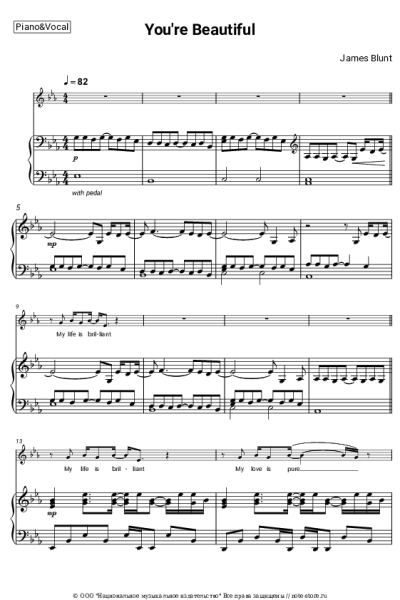 Ноты, аккорды James Blunt - You're Beautiful