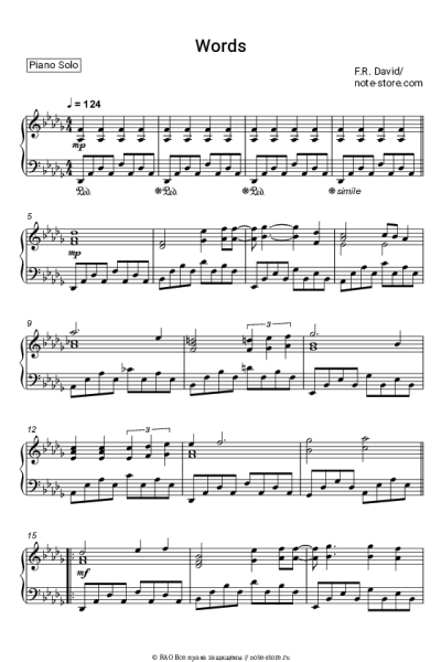 Ноты, аккорды F. R. David - Words
