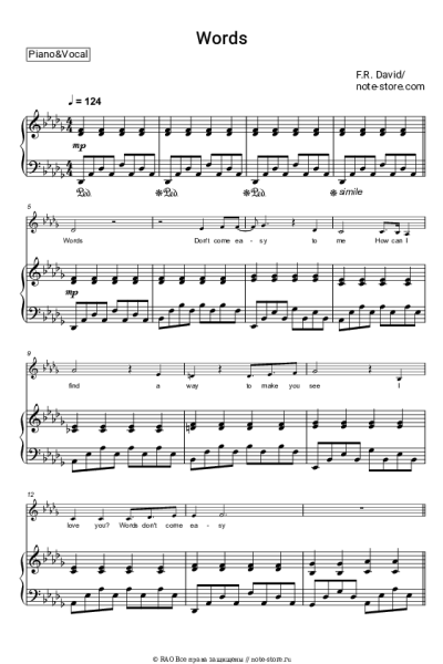 Ноты, аккорды F. R. David - Words