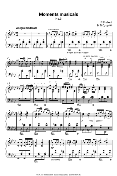 Ноты, аккорды Франц Шуберт - Музыкальный момент, Op. 94 D 780: №3. Allegro moderato