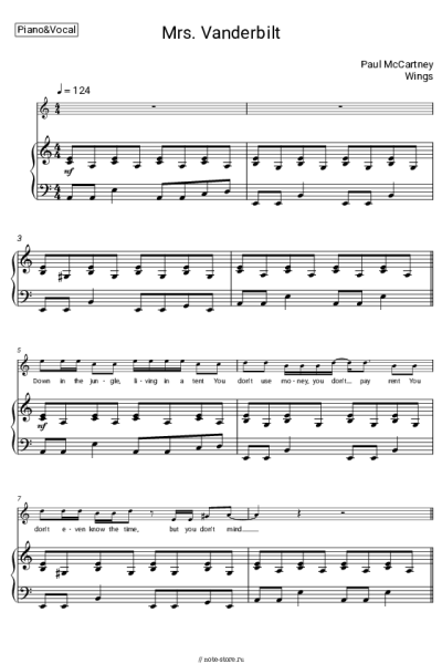 Ноты, аккорды Wings, Paul McCartney - Mrs Vandebilt