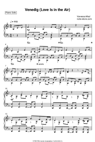 Ноты, аккорды Vanessa Mai - Venedig (Love Is in the Air)