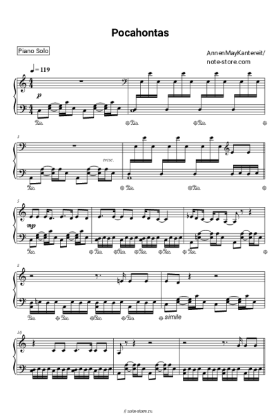 Ноты, аккорды AnnenMayKantereit - Pocahontas