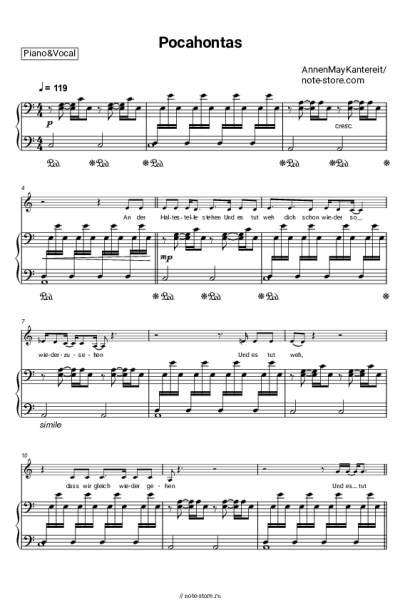 Ноты, аккорды AnnenMayKantereit - Pocahontas