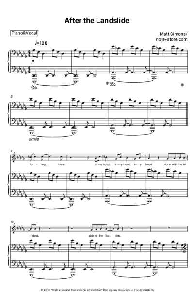 Ноты, аккорды Matt Simons - After the Landslide