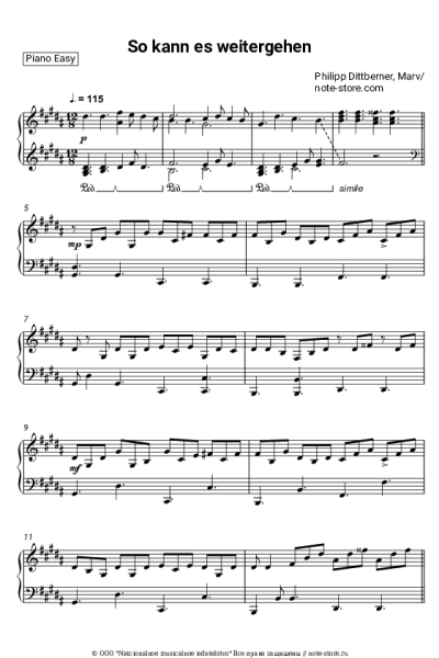 Ноты, аккорды Philipp Dittberner, Marv - So kann es weitergehen