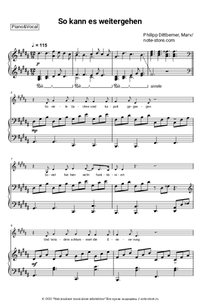 Ноты, аккорды Philipp Dittberner, Marv - So kann es weitergehen