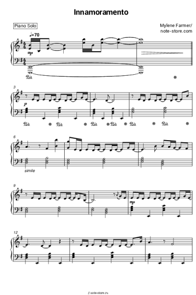 Ноты, аккорды Mylene Farmer - Innamoramento