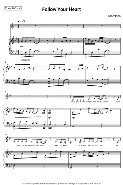 Ноты, аккорды Scorpions - Follow Your Heart