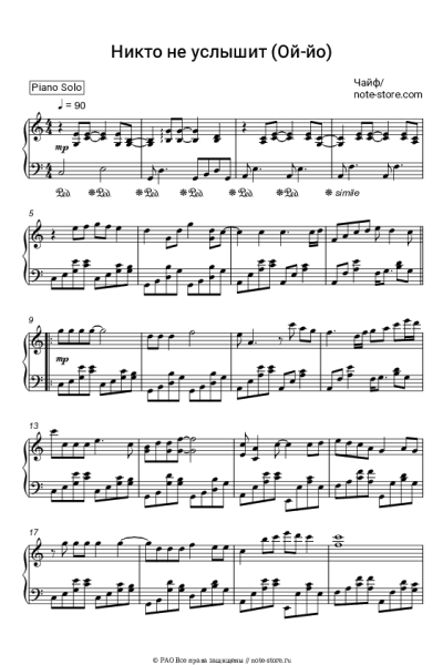 Ноты, аккорды Чайф - Никто Не Услышит (Ой-Йо)