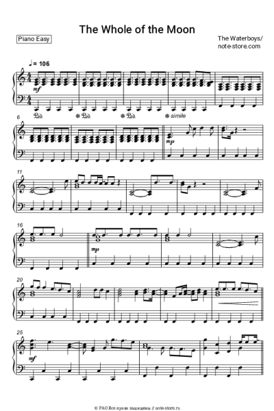 Ноты, аккорды The Waterboys - The Whole of the Moon