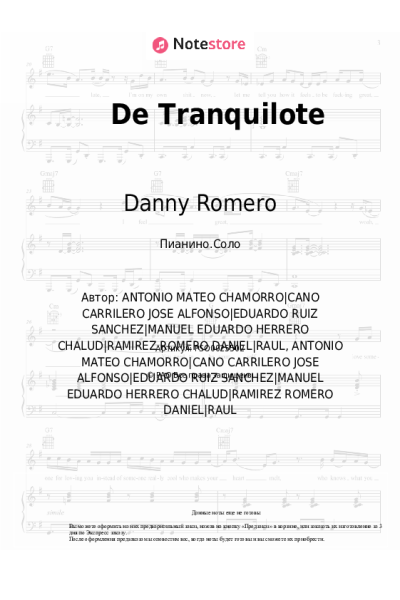 Ноты, аккорды Danny Romero, Lerica - De Tranquilote