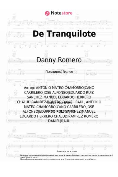 Ноты, аккорды Danny Romero, Lerica - De Tranquilote
