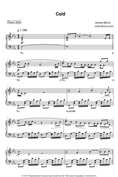 Ноты, аккорды James Blunt - Cold