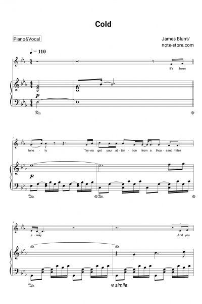 Ноты, аккорды James Blunt - Cold