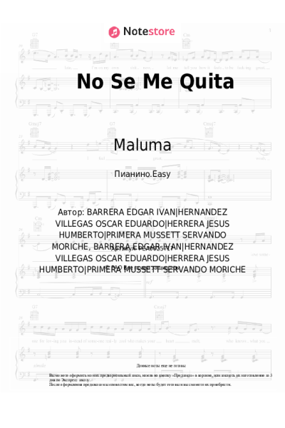 Ноты, аккорды Maluma, Ricky Martin - No Se Me Quita