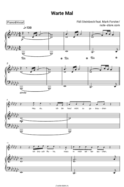 Ноты, аккорды Mark Forster, Fidi Steinbeck - Warte Mal