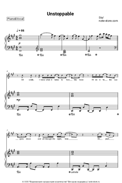 Ноты, аккорды Sia - Unstoppable