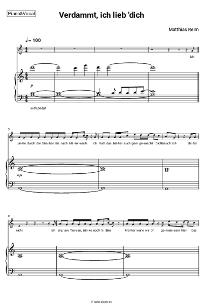Ноты, аккорды Matthias Reim - Verdammt, ich lieb 'dich