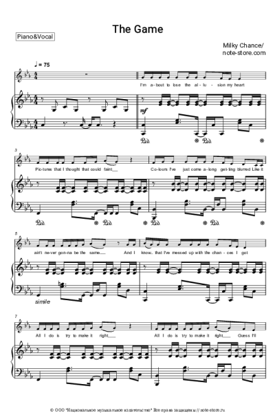 Ноты, аккорды Milky Chance - The Game