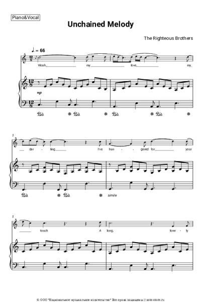 Ноты, аккорды The Righteous Brothers - Unchained Melody