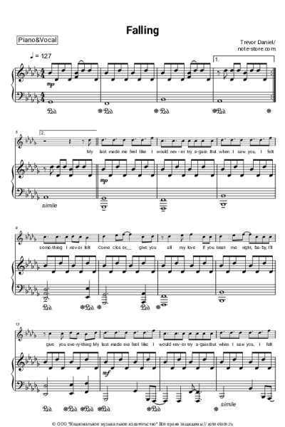 Ноты, аккорды Trevor Daniel - Falling