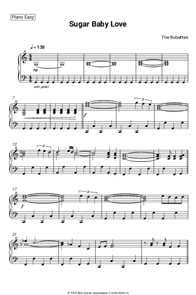 Ноты, аккорды The Rubettes - Sugar Baby Love