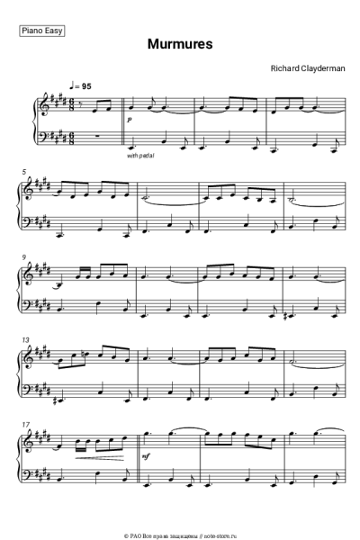Ноты, аккорды Richard Clayderman - Murmures