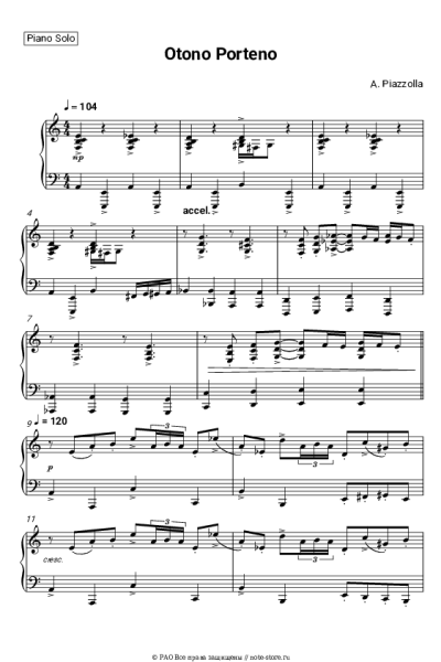 Ноты, аккорды Астор Пьяццолла - Otono Porteno