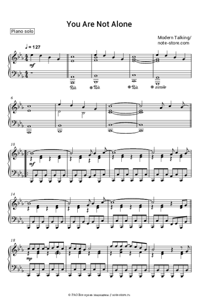 Ноты, аккорды Modern Talking - You Are Not Alone