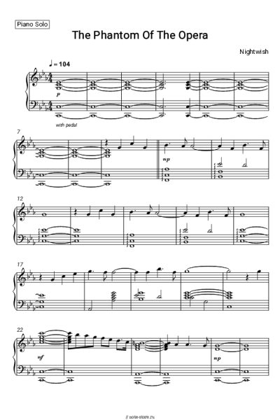 Ноты, аккорды Nightwish - The Phantom Of The Opera