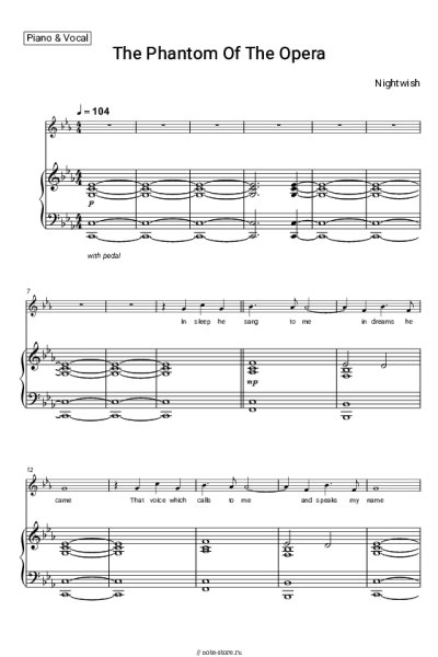 Ноты, аккорды Nightwish - The Phantom Of The Opera