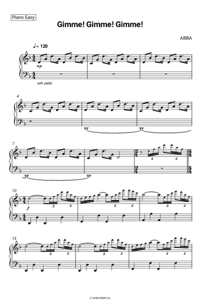 Ноты, аккорды ABBA - Gimme! Gimme! Gimme! (A Man After Midnight)