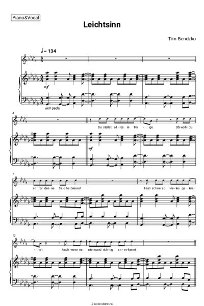 Ноты, аккорды Tim Bendzko - Leichtsinn