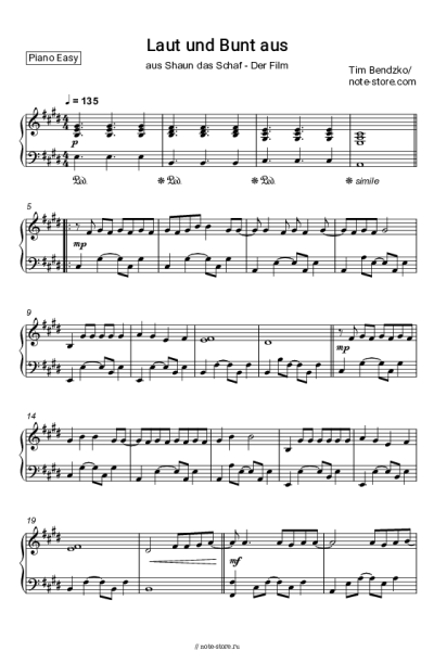 Ноты, аккорды Tim Bendzko - Laut Und Bunt