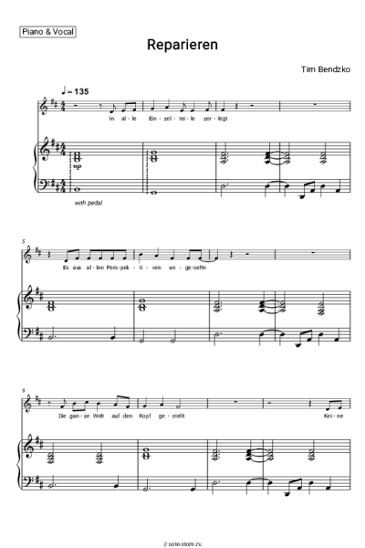 Ноты, аккорды Tim Bendzko - Reparieren