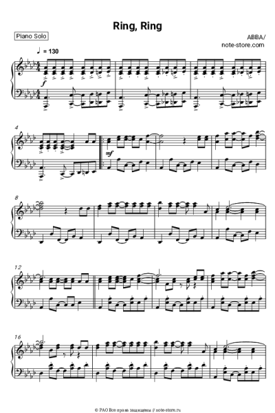 Ноты, аккорды ABBA - Ring, Ring