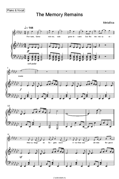 Ноты, аккорды Metallica - The Memory Remains