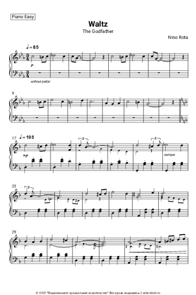 Ноты, аккорды Nino Rota - Main Title (The Godfather Waltz)