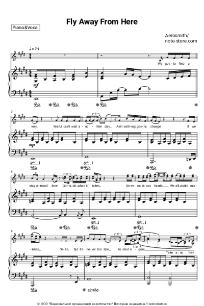 Ноты, аккорды Aerosmith - Fly Away From Here