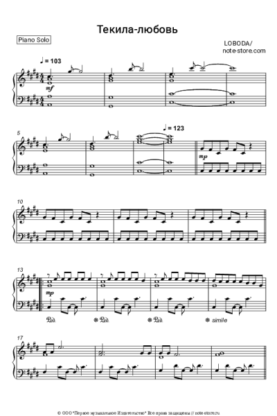 Ноты, аккорды LOBODA - Текила-любовь