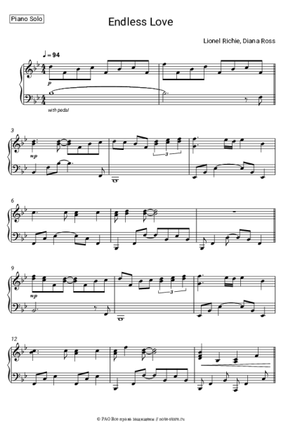 Ноты, аккорды Lionel Richie, Diana Ross - Endless Love