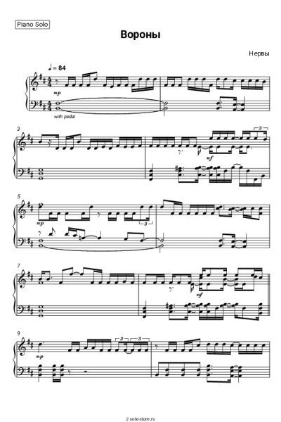 Ноты, аккорды Нервы - Вороны