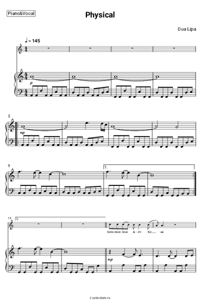Ноты, аккорды Dua Lipa - Physical
