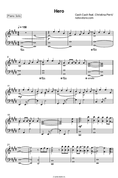 Ноты, аккорды Christina Perri, Cash Cash - Hero