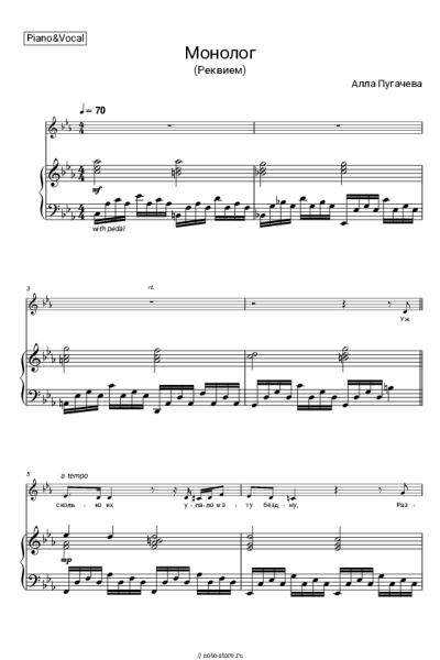 Ноты, аккорды Алла Пугачева - Монолог (Реквием)
