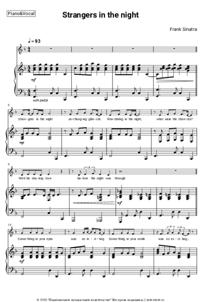 Ноты, аккорды Frank Sinatra - Strangers In The Night