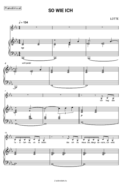 Ноты, аккорды LOTTE - SO WIE ICH