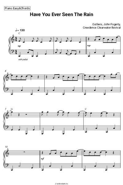 Ноты, аккорды Creedence Clearwater Revival, John Fogerty, Outliers - Have You Ever Seen The Rain